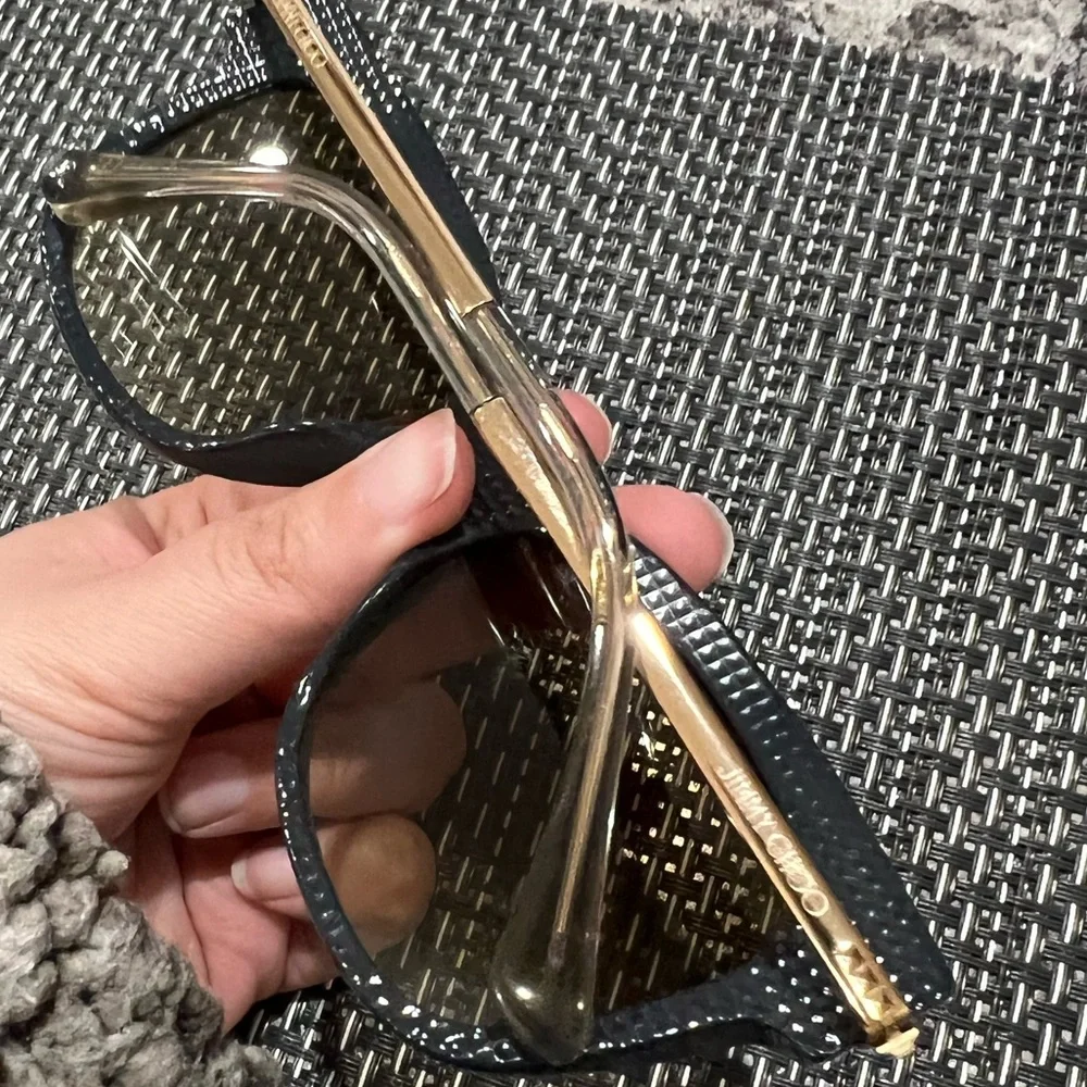 Jimmy Choo Women’s Authentic Olive Green Gold Sides Sunglasses + Kate Spade Case